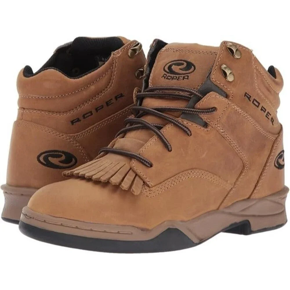 Roper Horse Shoes Kiltie Boots Cowboy Brown Leather Lace Up  Men's  Size 7 - NEW